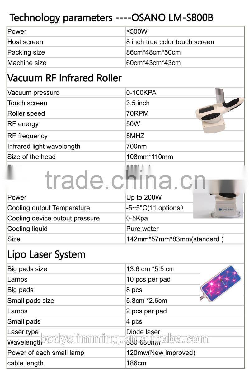 High performance diode laser waist slimmer celluless vacuum body massage