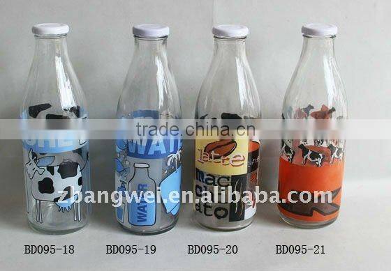 glass bottle with decal