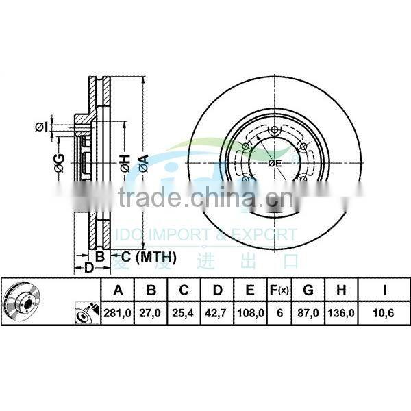 brake parts brake disc for HYUNDAI TERRACAN (HP) 51712H1000