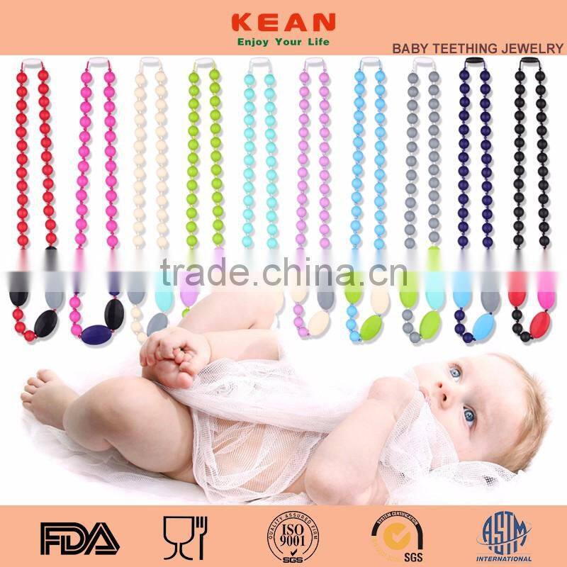 BPA free silicone jewellry accessories beaded necklace for baby teething chew
