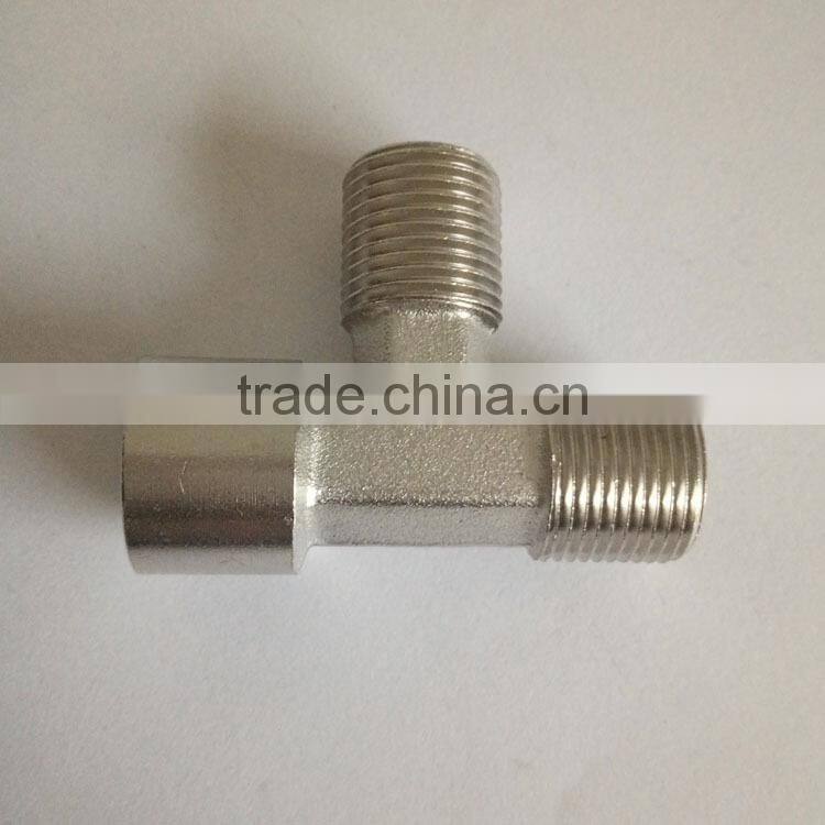BSP,NPT,thread male ,3 way ,forged T-type brass connector,manifold connector 1/8