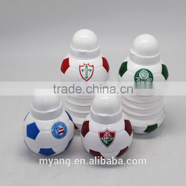 yiwu cheap price BPA FREE 450ml ball shape plastic water bottle,collapsible football foldable water bottle
