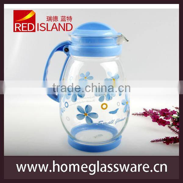 2L glass water pot with plastic handle