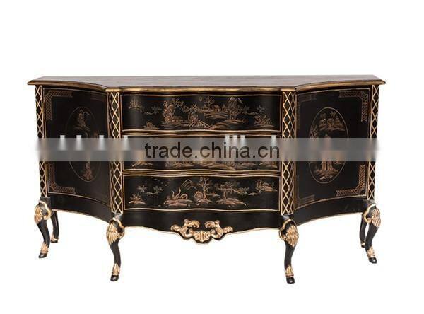 exquisite hand Carved Wooden Curio Cabinets, Vintage Hand Painting Hallway Console Cabinet, Classical Style Living Room Cabinet