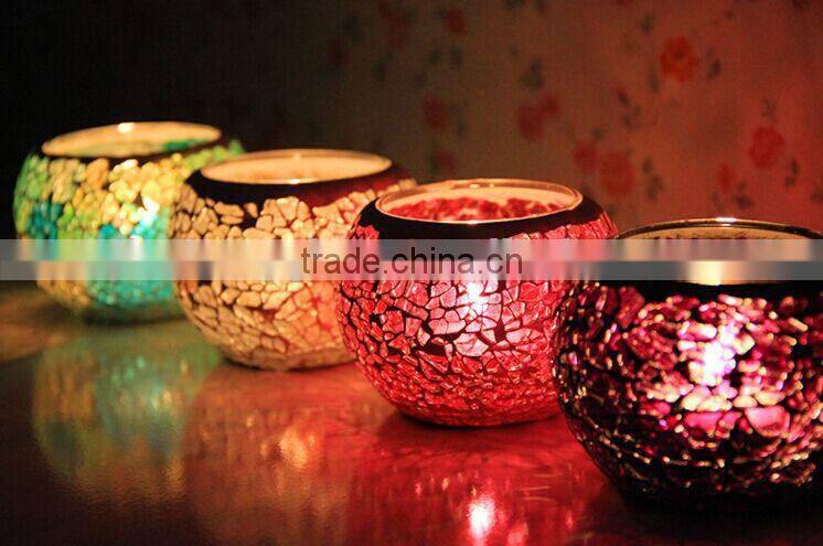 Mosaic glass candle holder, colored luminous ,amazing home decoration