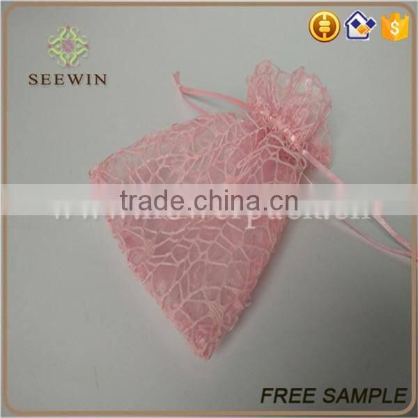 sheer and bright-colored drawstring mesh bag