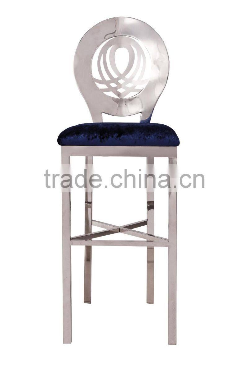 Cocktail barstool chair with short back stainless steel