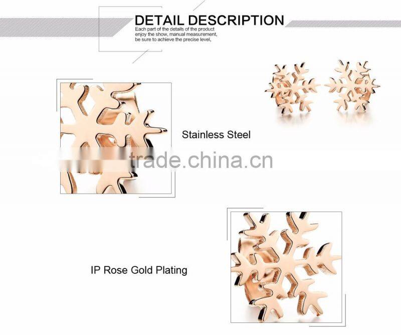 2017 New Arrival 316L Stainless Steel Snow Flower Earring Stud Earring for teens Women