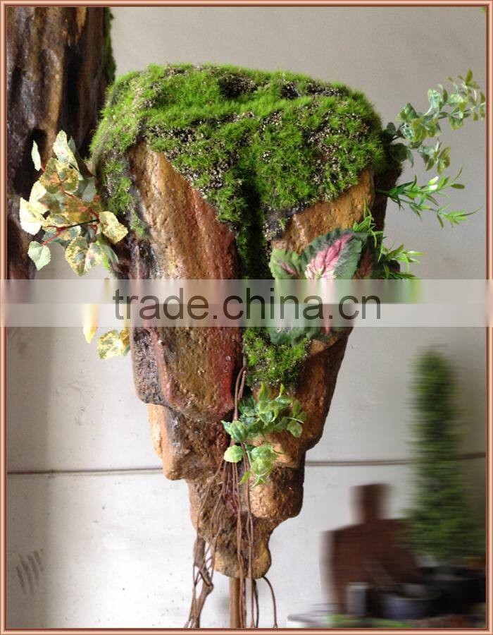 window display artificial impending rockery with green mini grass