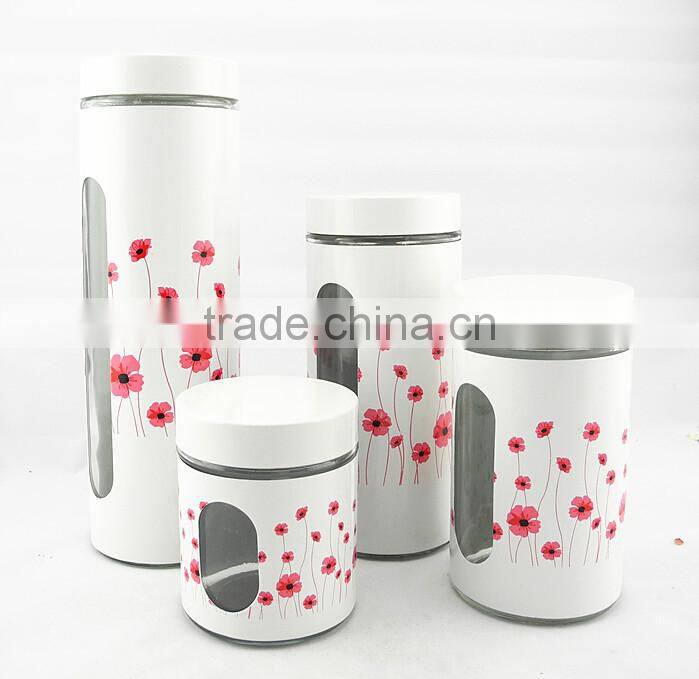 zibo hot selling new design white spraying plastics glass jar with lid