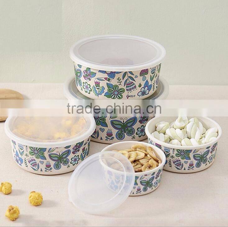 BSCI Audit Hot-sell Eco Natural Bamboo Fiber Print Food Container