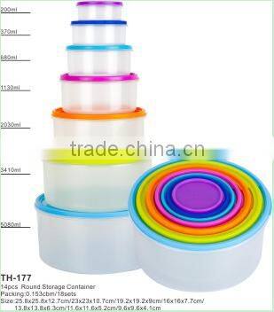14pcs round meal prep containers and storage container lunch box set from 200ml to 5080ml