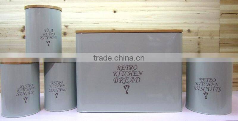 New Bread Box and Canister Set with Bamboo Lid