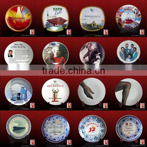 New year gift high quality handpainted ceramic logo plates for Coca Cola souvenir
