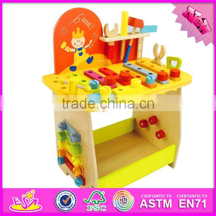 2016 new design cartoon children wooden diy workbench W03D077