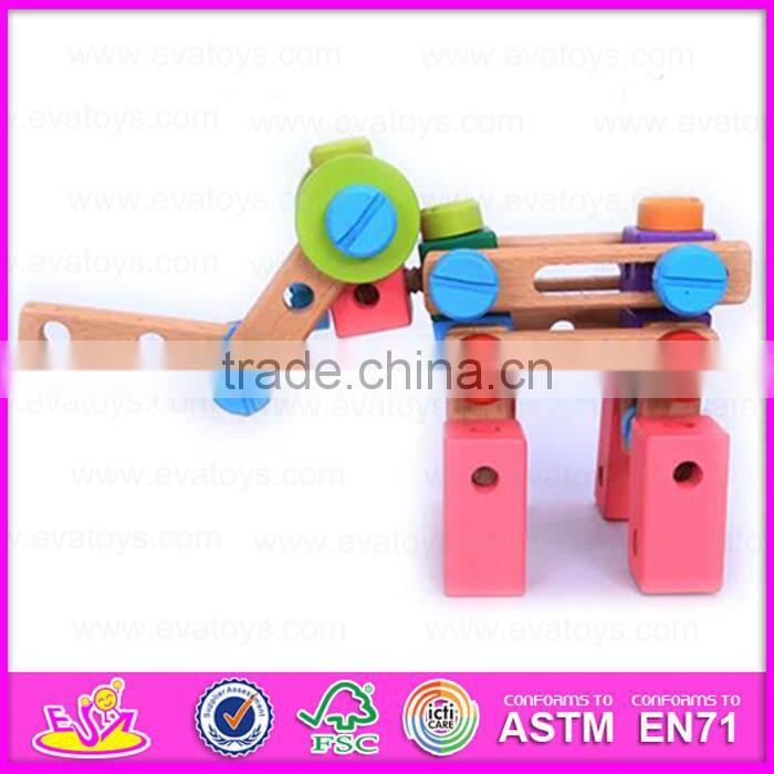 2016 most popular changable screw assemble toy, wooden screw assemble toy W03C013
