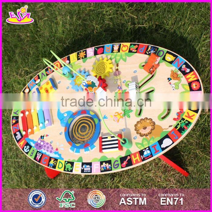 2017 New design multi-function toys wooden toddler activity table W12D065