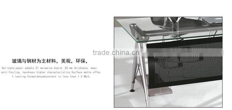 glass computer desk,modern glass office desk,stainless steel glass desk