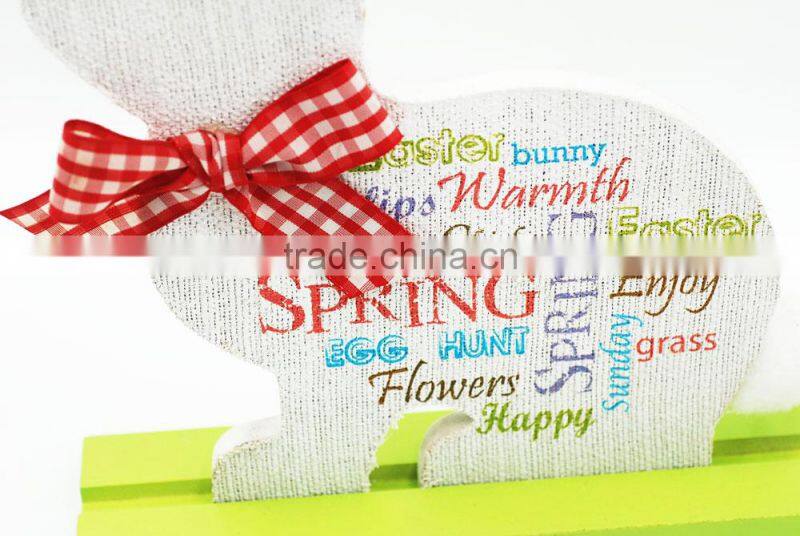 Wholesale cute white and red table top use handmade handicrafts Easter rabbit decoration