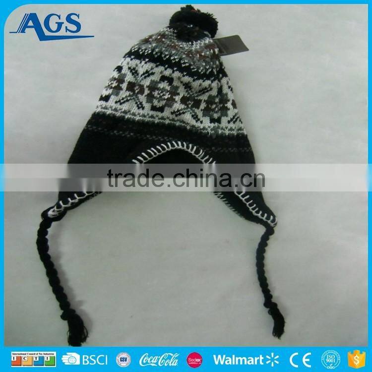 Super hot winter hats beanies custom with strings