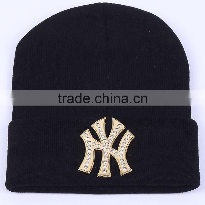 Fashion Hot Drilling CC Winter Beanies With Rhinestone