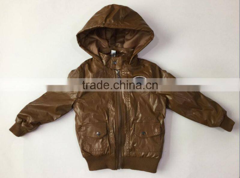 Cheap boy's pu leather jacket in stock china supplier