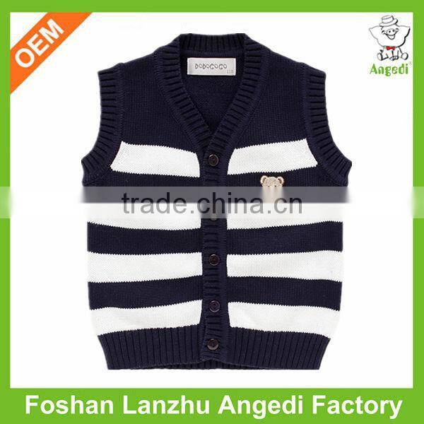 2016 custom Kids knit vest jumper winter sweater with button-up baby cardigan