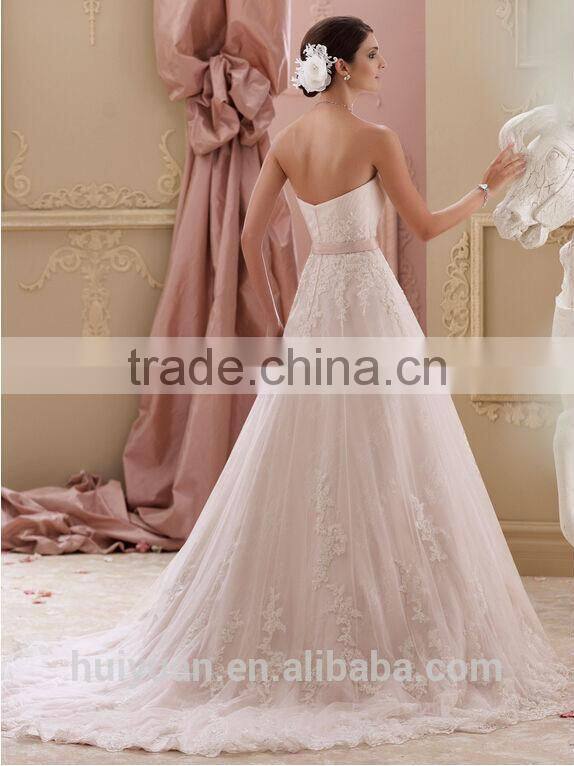 latest pink high quality lace sleeveless designer bridal gowns robe de mairage