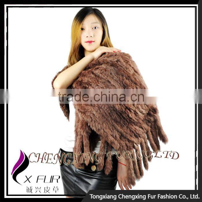CX-B-01D 2016 Wholesale Stock Knitted Pocket Scarf Rabbit Fur Lady Fur Shawl