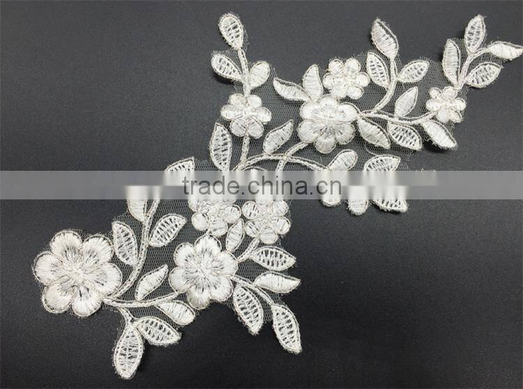 Wholesale exquisite bridal lace applique Embroidery Lace White Applique