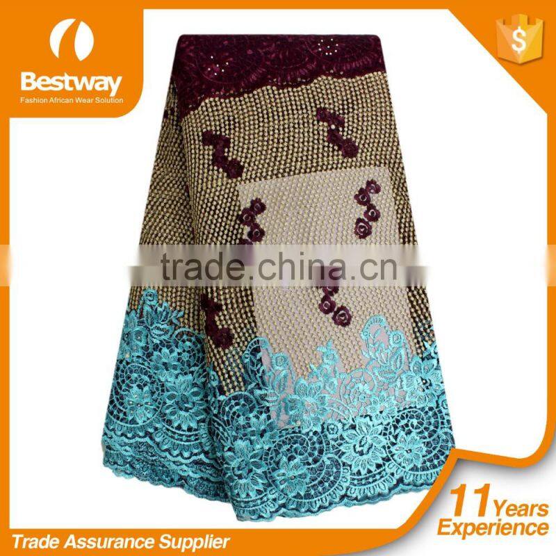 Fashionable muti-color french lace fabric french lace Wedding Dress for Ladies FL0246