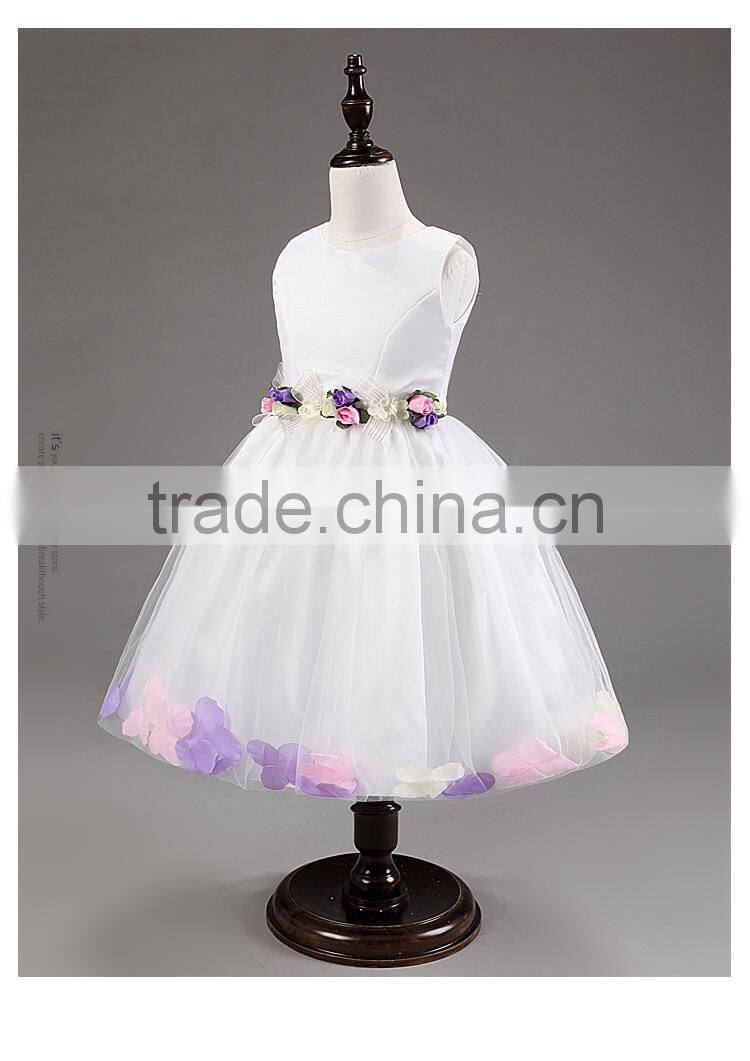 MGOO Stock High Quality 8 Girls Dress White Fancy Flowers Baby Clothing China Kids Princess Dress MGG001