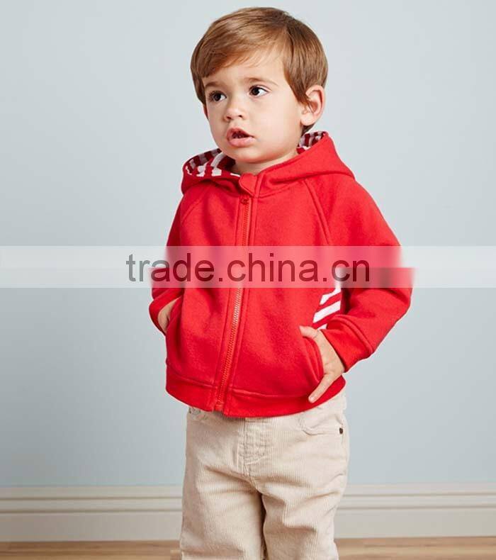 Cute plain stripes zipper wholesale kid hoody
