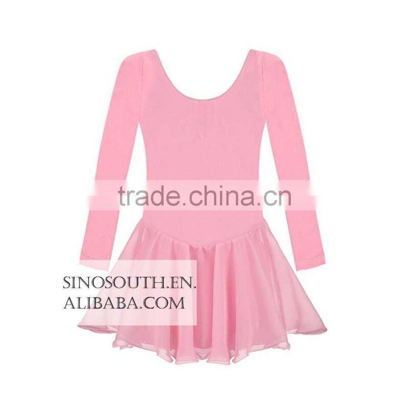 2017 New arrival Solid Color Long Sleeve girls leotard dance leotards Dress