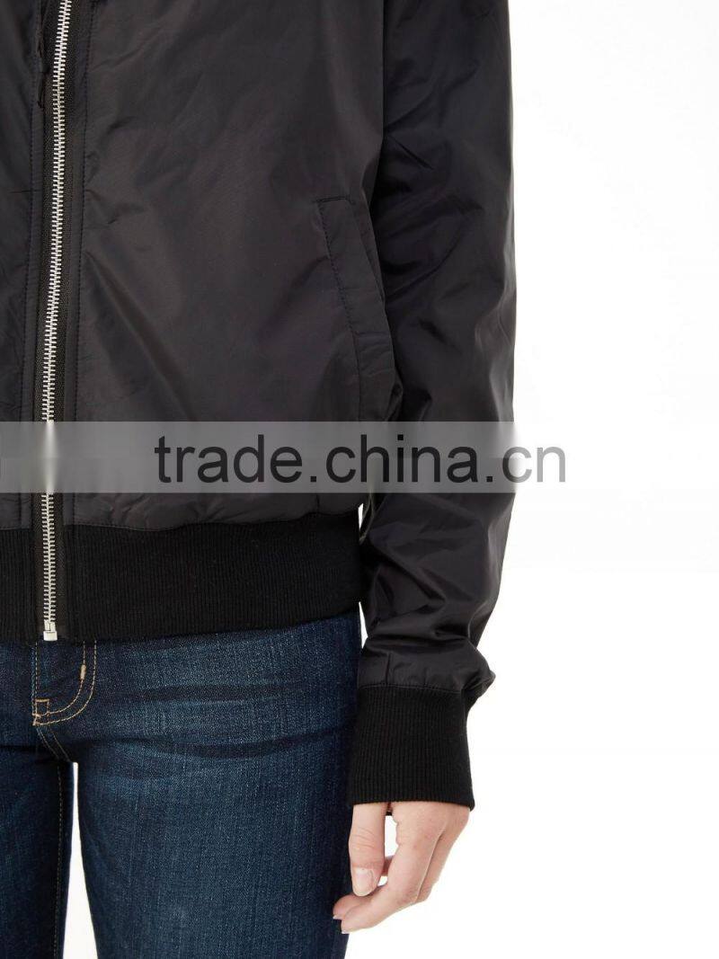 2016 ladies cheap fancy thin light waterproof shiny nylon zipper up jacket wholesale