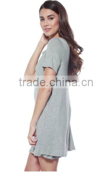 Women Clothing Shortsleeve Loose Flowy Stretch Fabric Knit Crewneck Tunic dresses for women