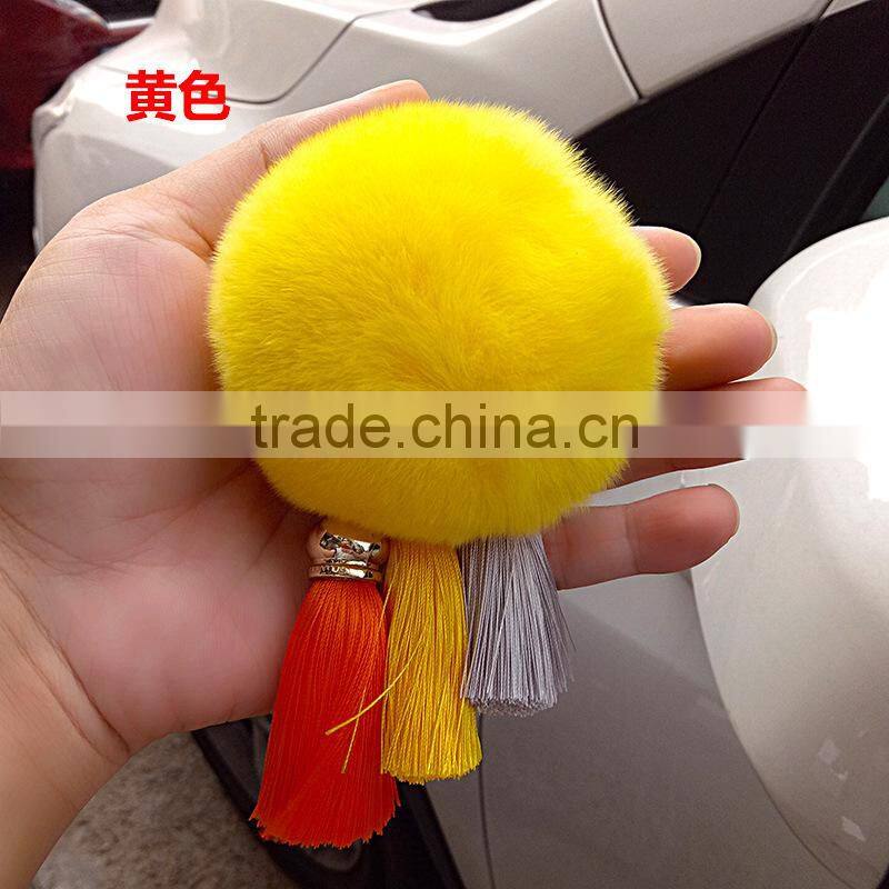 Fashion Tassel Pom Pom fur ball keychain Wholesale fur pompoms Tassel bag charm 114A