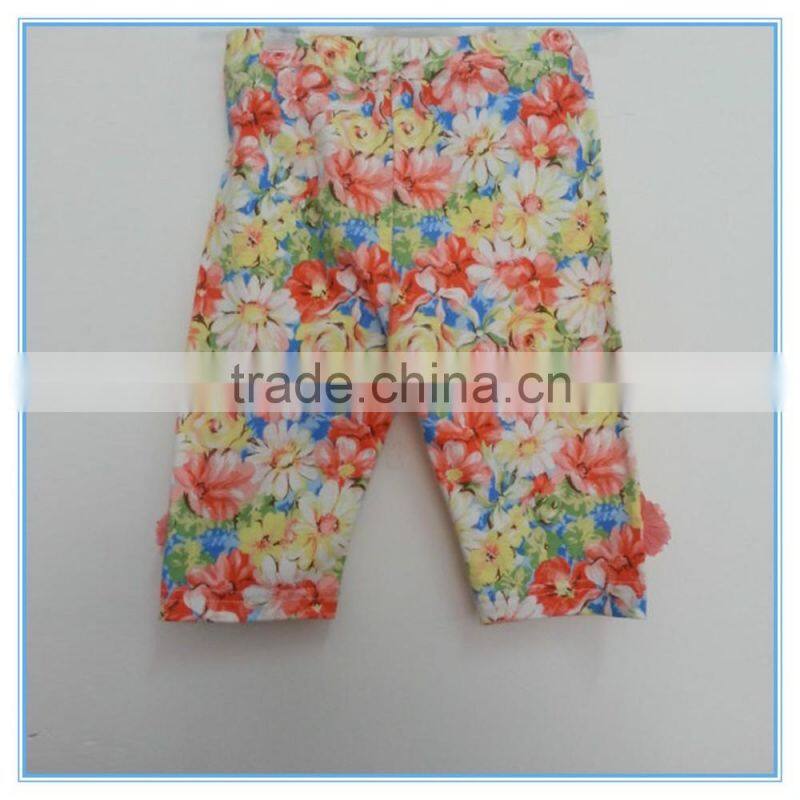 Wholesale custom super comfortable cotton fabric girl's floral leggings Stretch colorful pants trousers