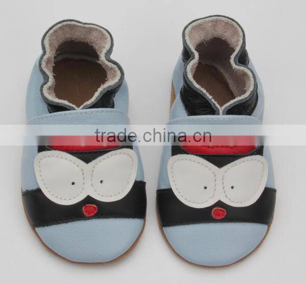 Fancy handmade skidproof soft sole leather baby shoes