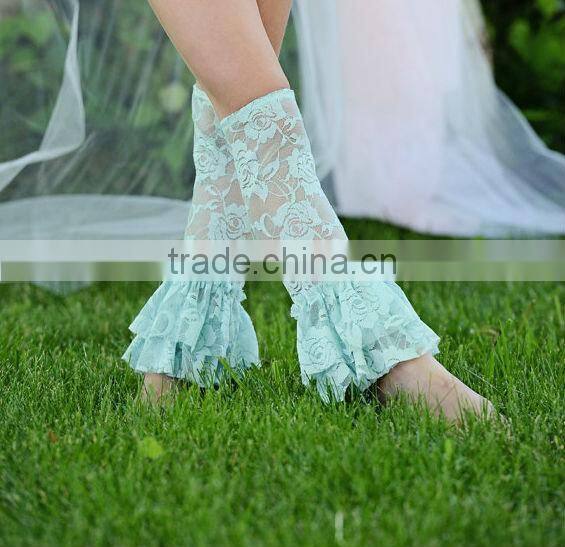 High quality wholesale cute baby pink Lace leg warmers for kids leggings