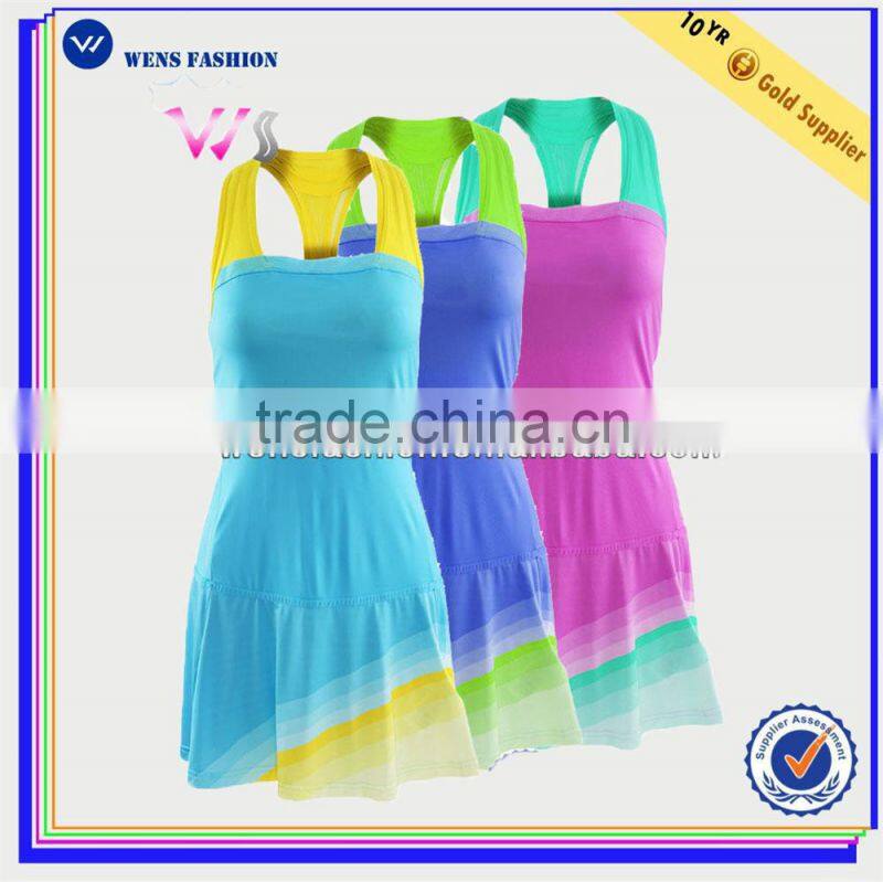 Wholesale Latest Dress Design Sublimated Multicolor Sportswear Ladies Tennis Dress