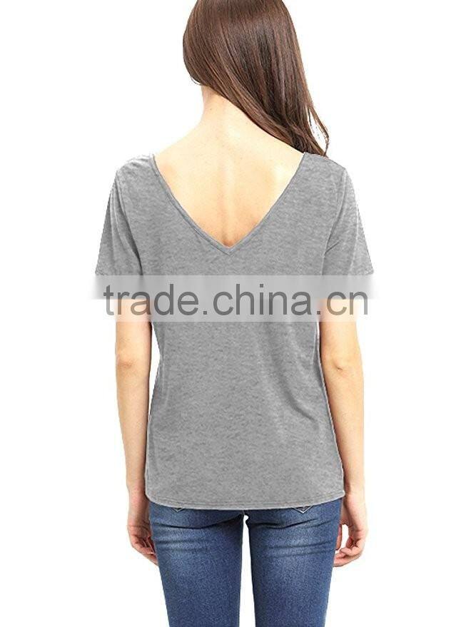 Women's Summer Tops Bandage V-Neck Casual Girls Tees T Shirt