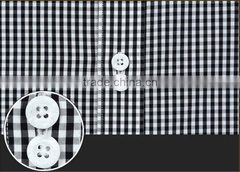 100% cotton yarn dye new trendy contrast collar slim classic business design men's yarn dye checked long sleeve dress shirt