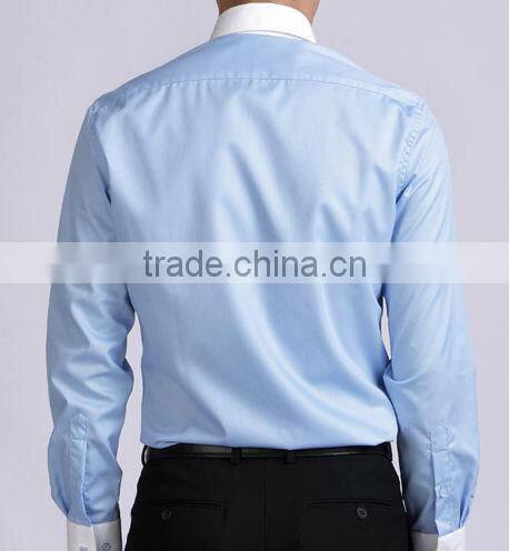 Slim blue light color long sleeve small collar cotton men shirts