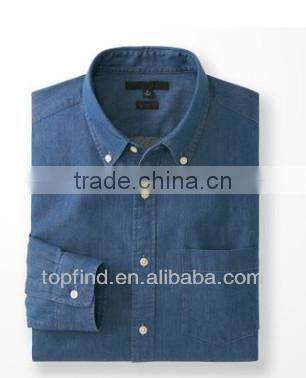 100% Leisured denim style fitted long sleeve shirt Men