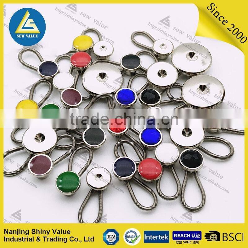 Manufacturer directly supply metal button extenders with beautiful decoration diamond in individual package