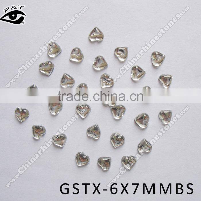 6x7mm heart shape hot fix rhinestone crystal for clothing