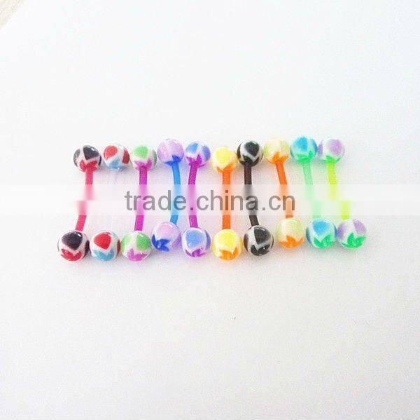 hot printed windmill acrylic ball EBA shaft flexible tongue piercing body jewelry