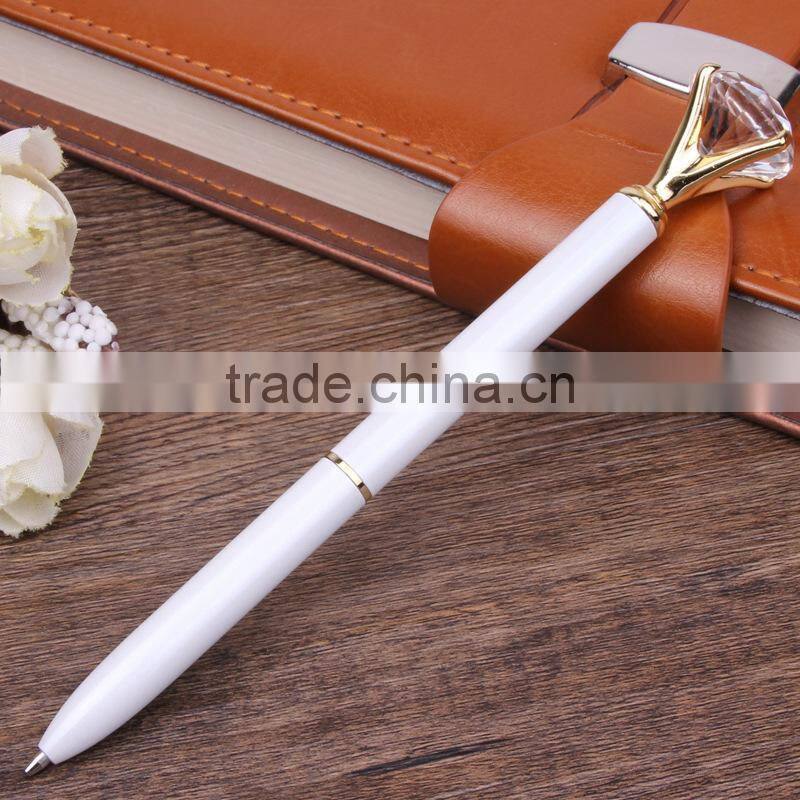 Hot sale high quality ball pen with diamond on top metal ballpoint pen