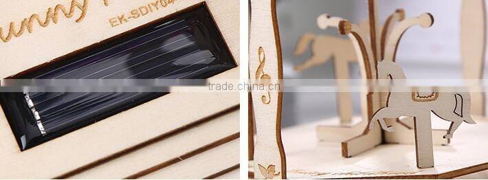 wooden children DIY puzzle toy handmade building block model educational diy solar puzzle toy for kids